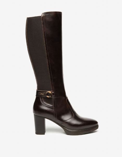 STIVALI PELLE ED ELASTICO NEROGIARDINI TESTA DI MORO