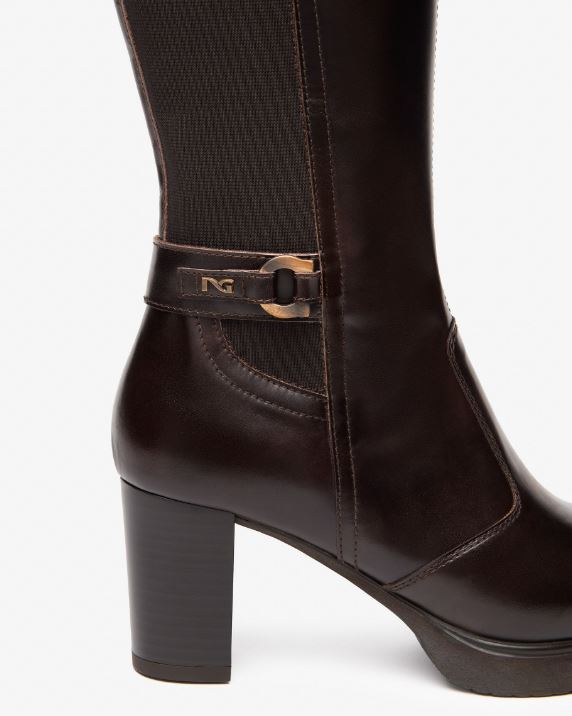 STIVALI PELLE ED ELASTICO NEROGIARDINI TESTA DI MORO