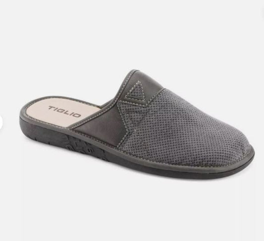 PANTOFOLE CALDO TESSUTO TIGLIO GRIGIO