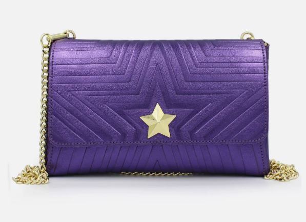 TRACOLLE POCHETTE STELLINA PELLE VIOLA