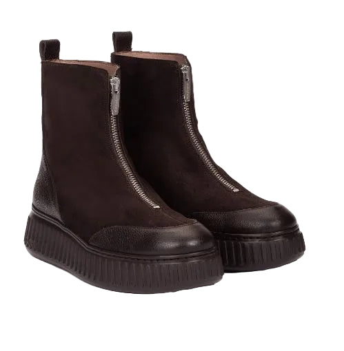 STIVALETTI PELLE SCAMOSCIATA MORBIDA XFLY 02 WONDERS COFFE ZIP