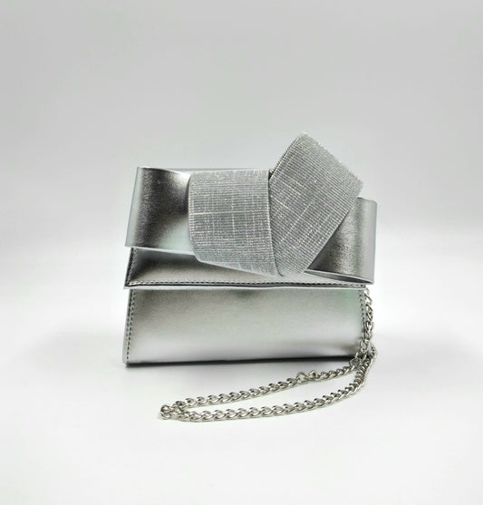 POCHETTE ARGENTO DETTAGLIO FIOCCO