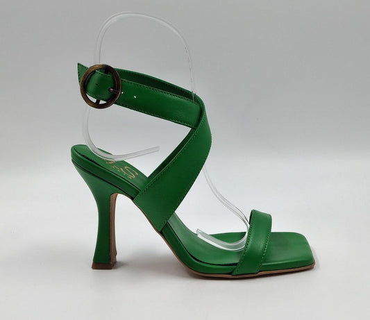 SANDALI FASCE PELLE INCROCIATE VERDE