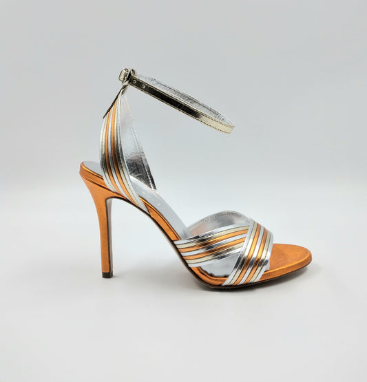 SANDALI LAMINATI ARANCIO ORO