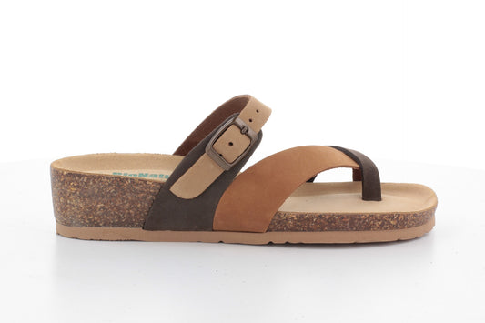 SANDALI INFRADITO PELLE BICOLOR TORTORA