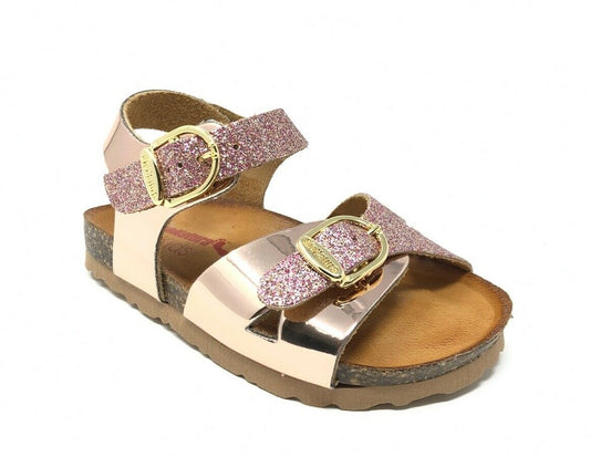 SANDALI PELLE GLITTER ROSA